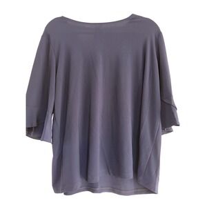 NWT Clara Sun Woo Top XL Blue Tie Back Bell Sleeve‎ Tunic Blouse